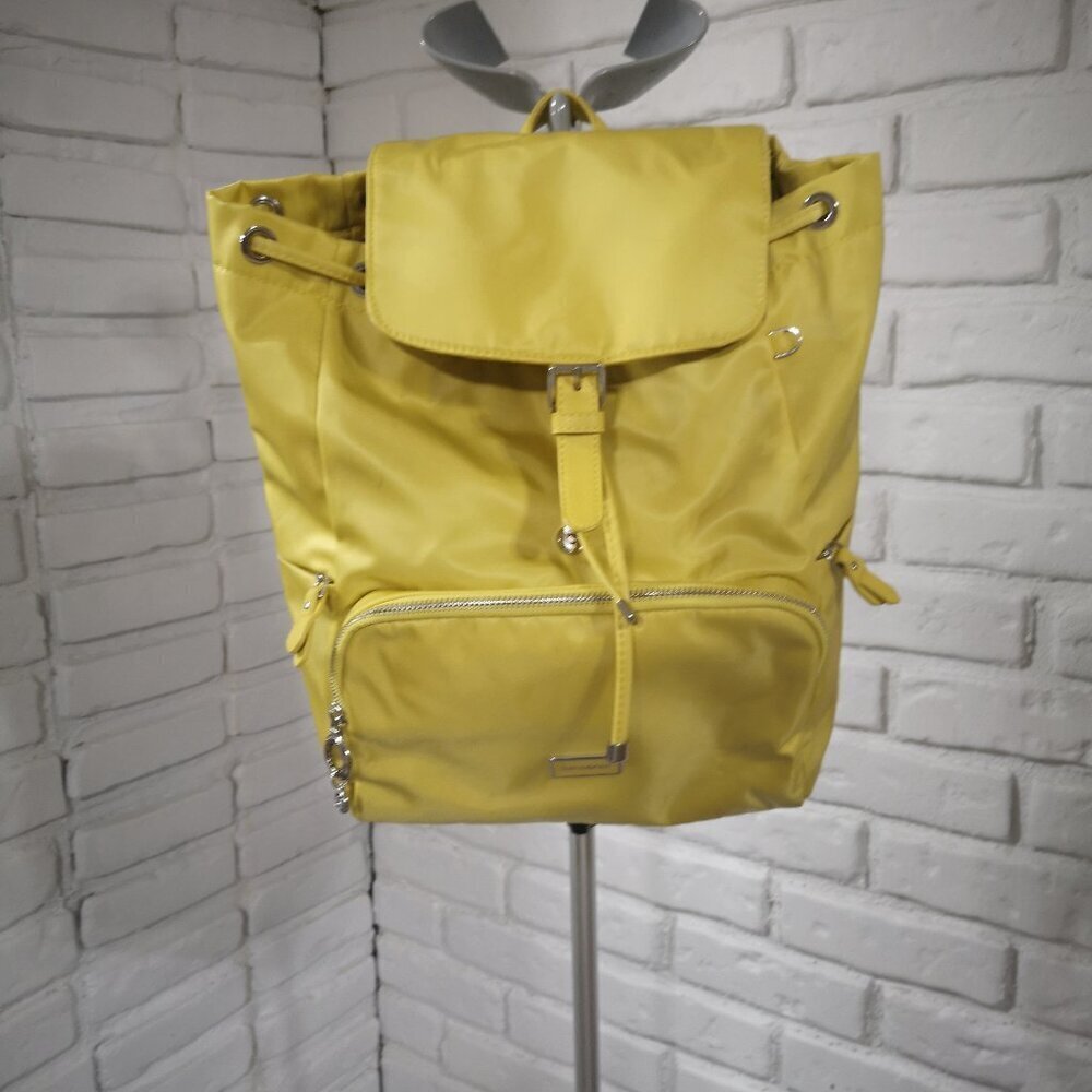 Samsonite Mustard Yellow Bucket Style Adjustable Straps Unisex Backpack